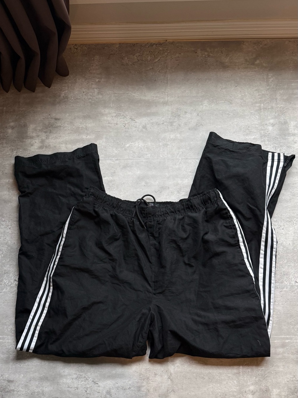 BCG Mens XXL Black Track Pants White Side Stripes Elastic Waist Joggers XXL
